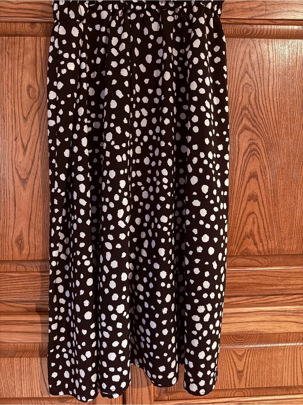 SHEIN Black Midi Skirt with White Spot Print